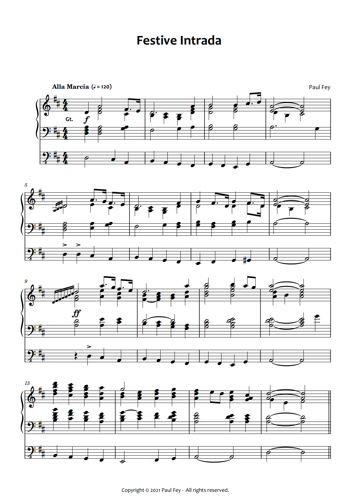 Festive Intrada" in D-Major (Sheet Music) - Music for Organ
