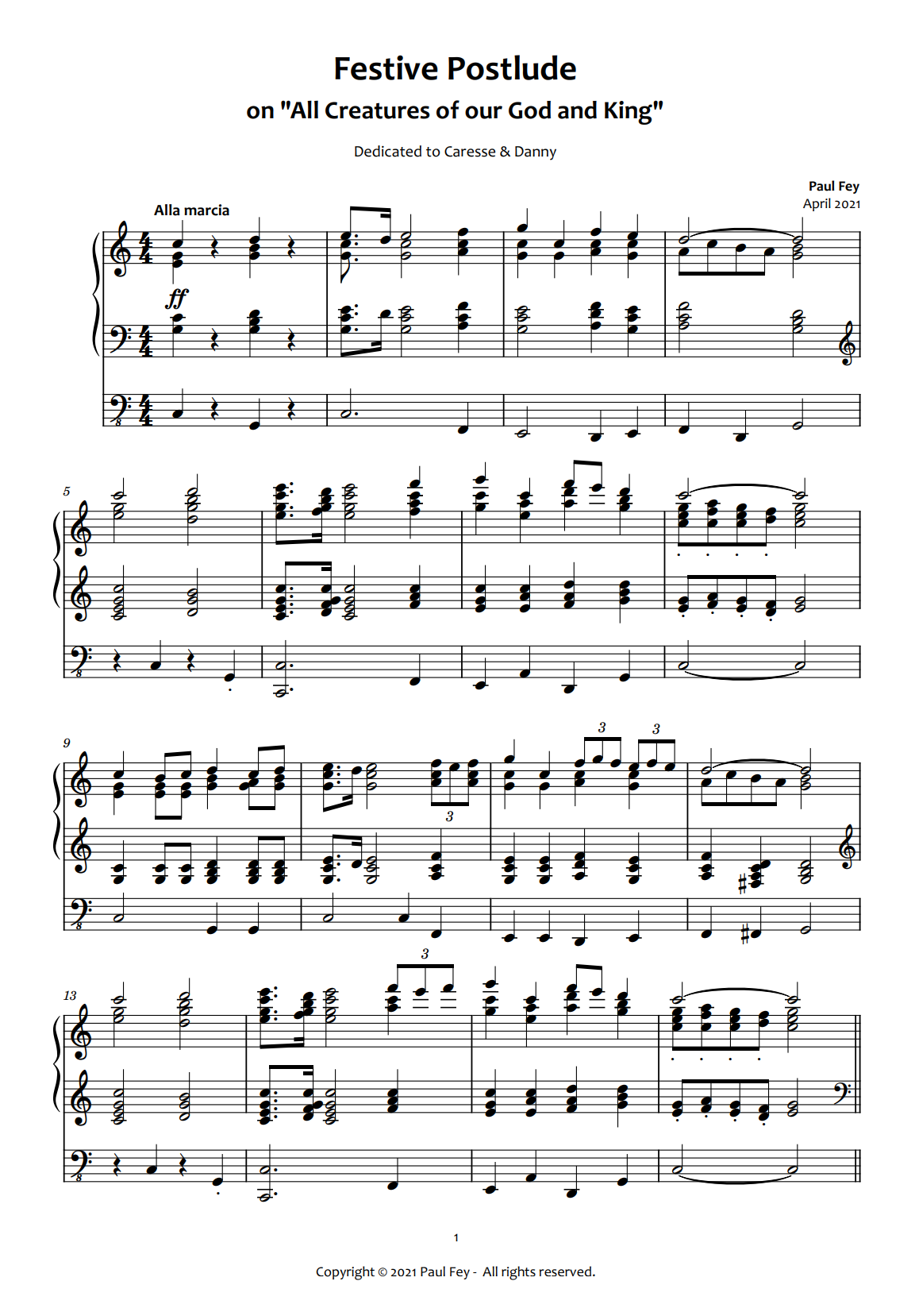 Festive Postlude on "All Creatures of Our God and King" (Sheet Music) for Organ