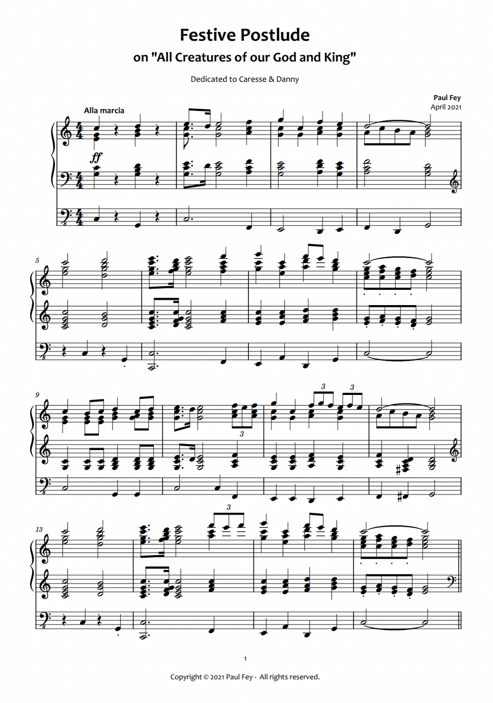Festive Postlude on "All Creatures of Our God and King" (Sheet Music) - Music for Organ