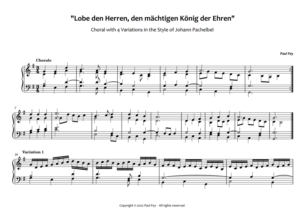 Lobe den Herren sheet music for Pipe Organ by Paul Fey