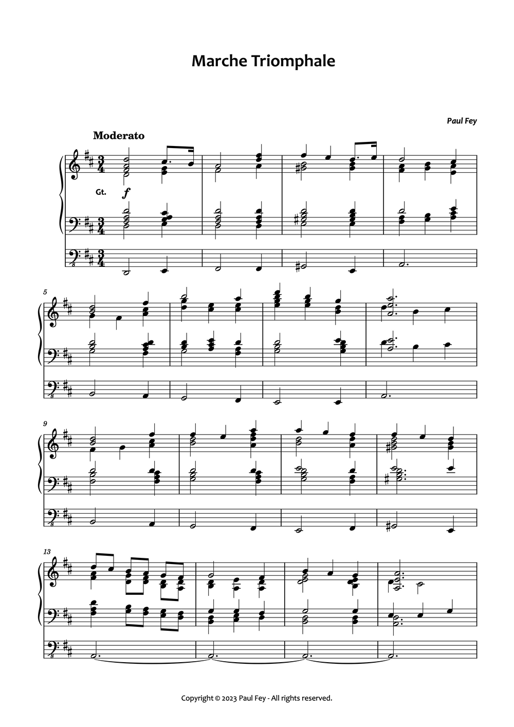 Marche Triomphale sheet music for Pipe Organ by Paul Fey
