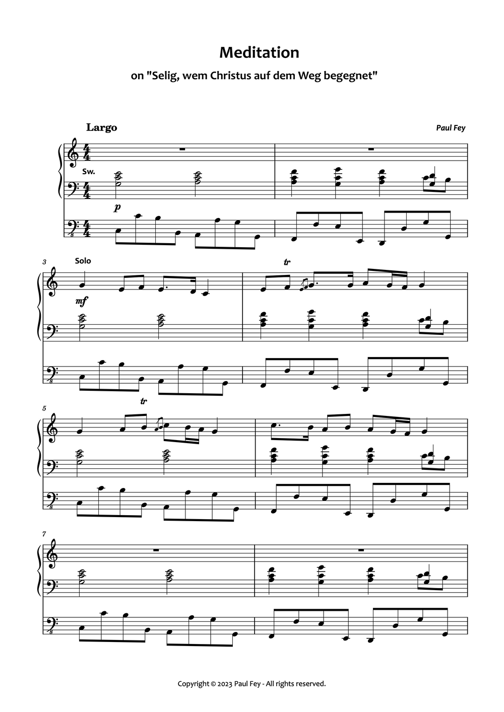 Meditation on "Selig, wem Christus" (Sheet Music) - Music for Organ