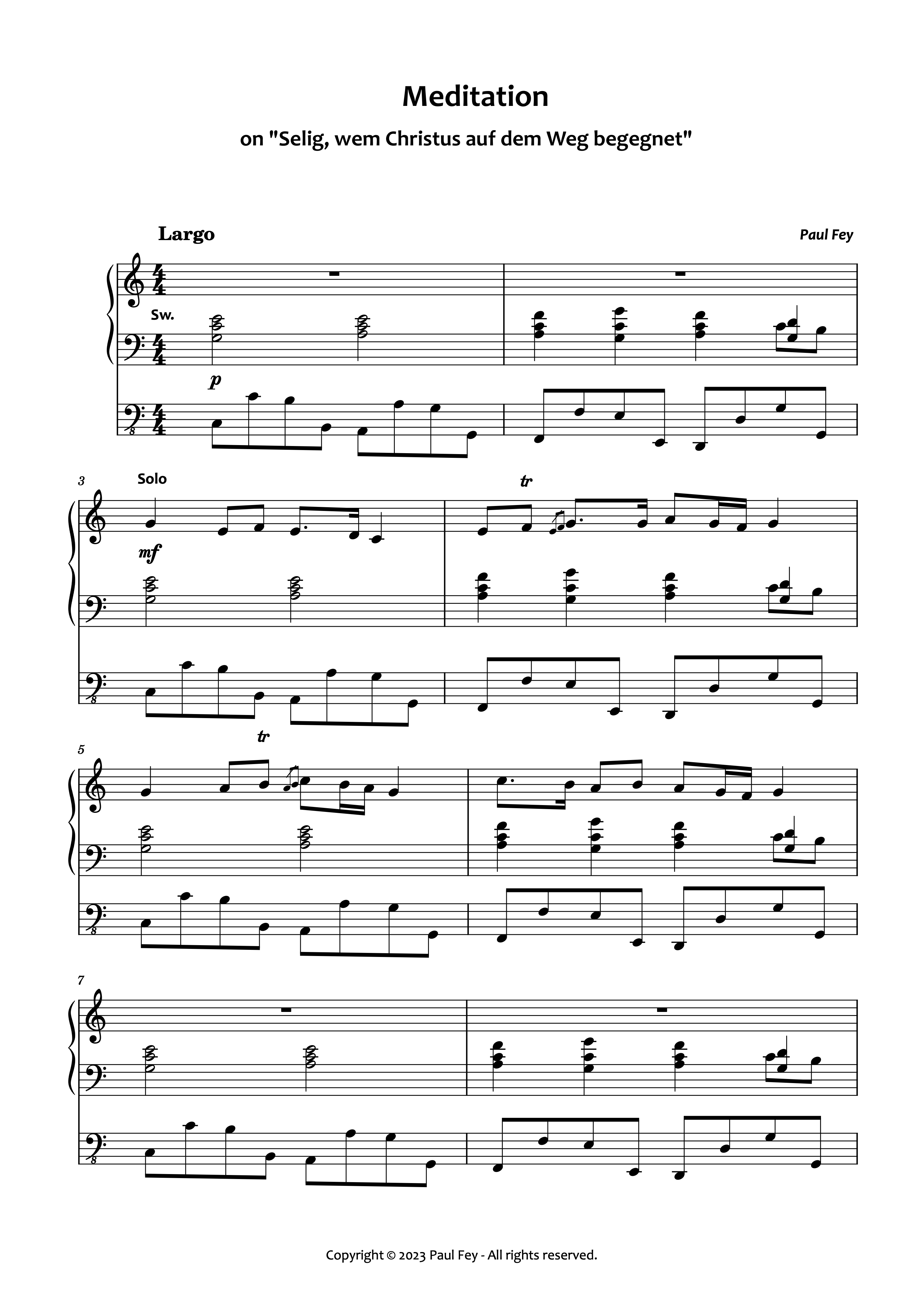 Meditation on "Selig, wem Christus" (Sheet Music) - Music for Organ