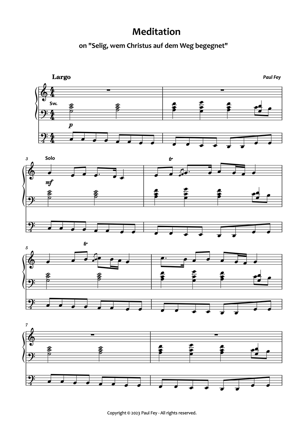 Meditation on "Selig, wem Christus" (Sheet Music) - Music for Organ