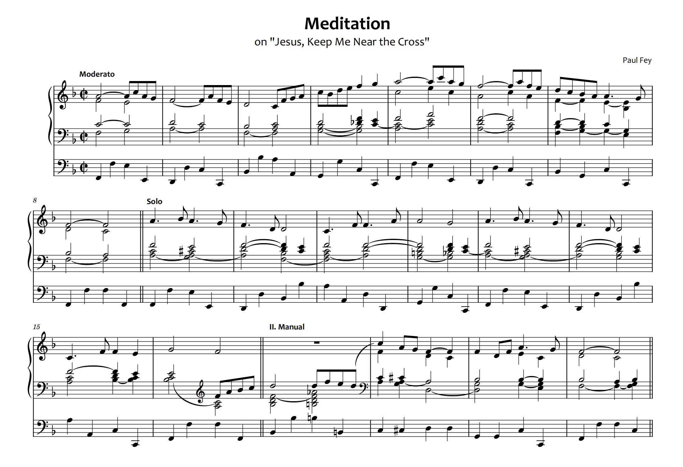 Meditation on "Jesus, Keep Me Near the Cross" (Sheet Music) - Music for Organ