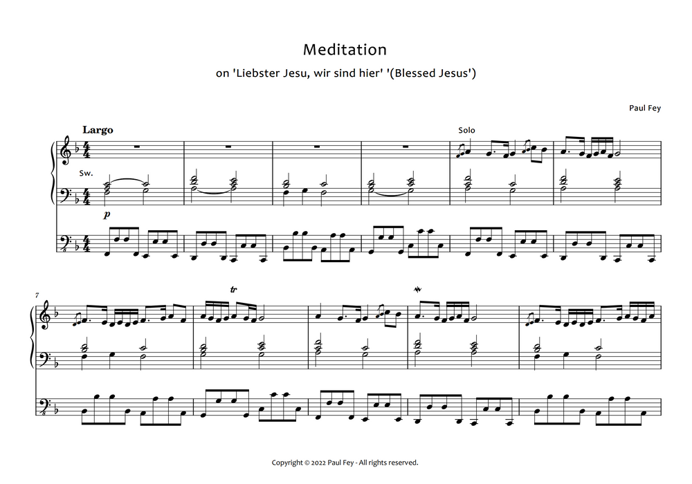 Meditation on "Liebster Jesu" (Sheet Music) - Music for Pipe Organ