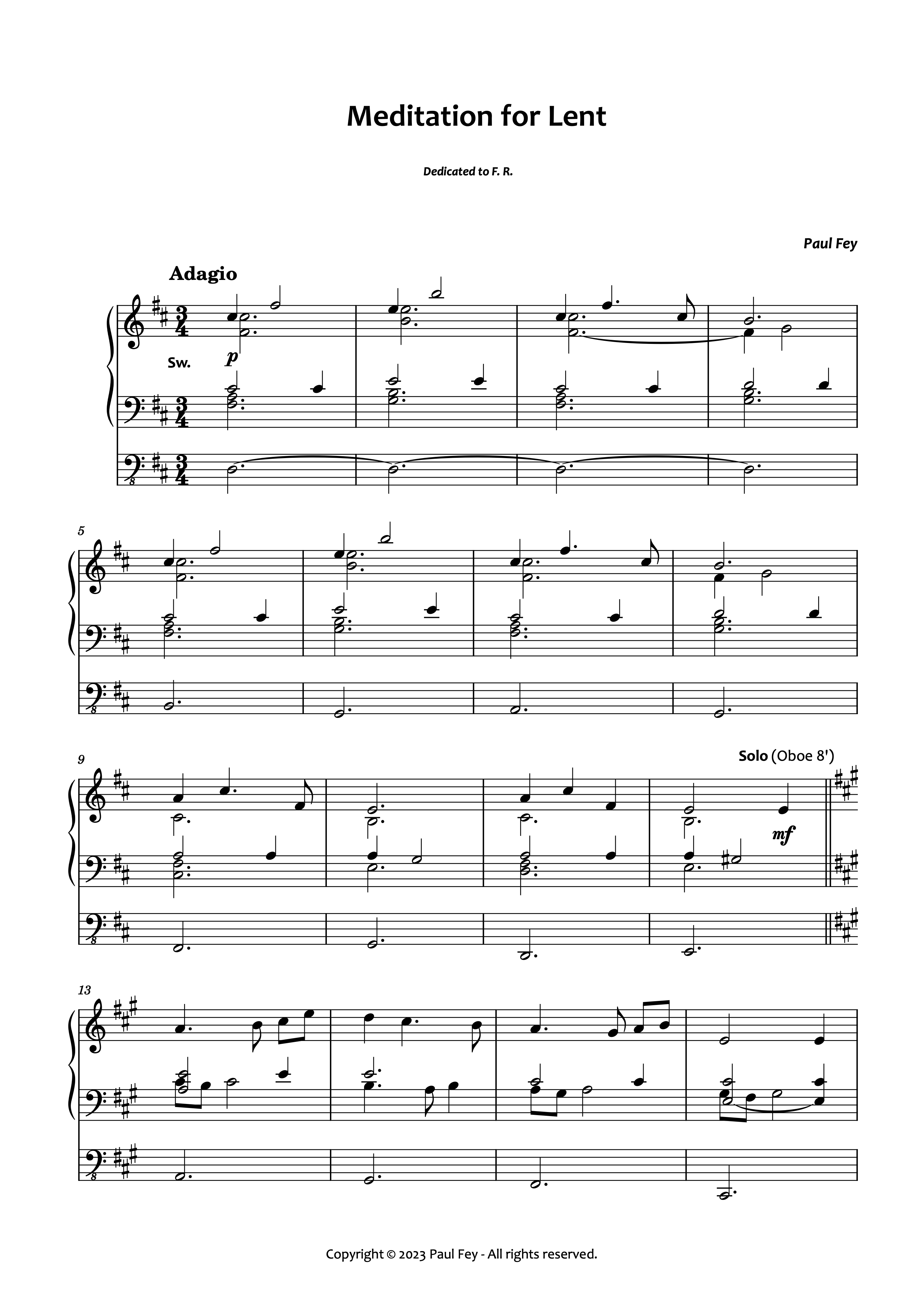 Meditation for Lent (Sheet Music) - Music for Organ by Paul Fey Organist And Famous Organ Musician on YouTube 