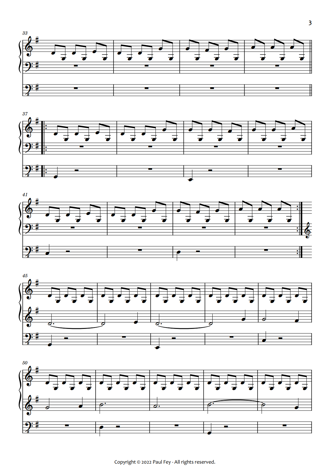 Music Sheet 3 For Pipe Organ by Paul Fey Organist