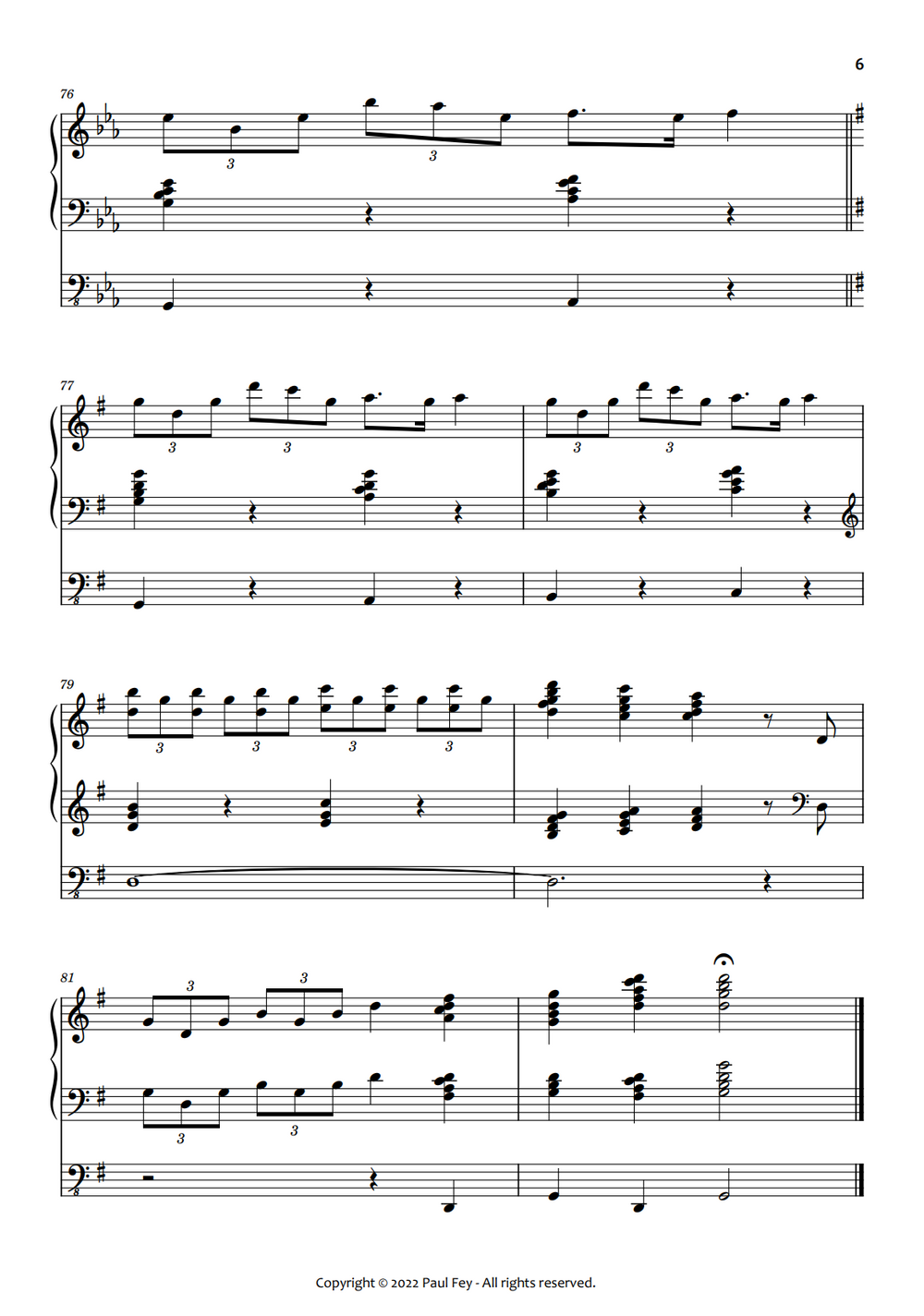 Organ Music Sheet by Paul Fey Organist