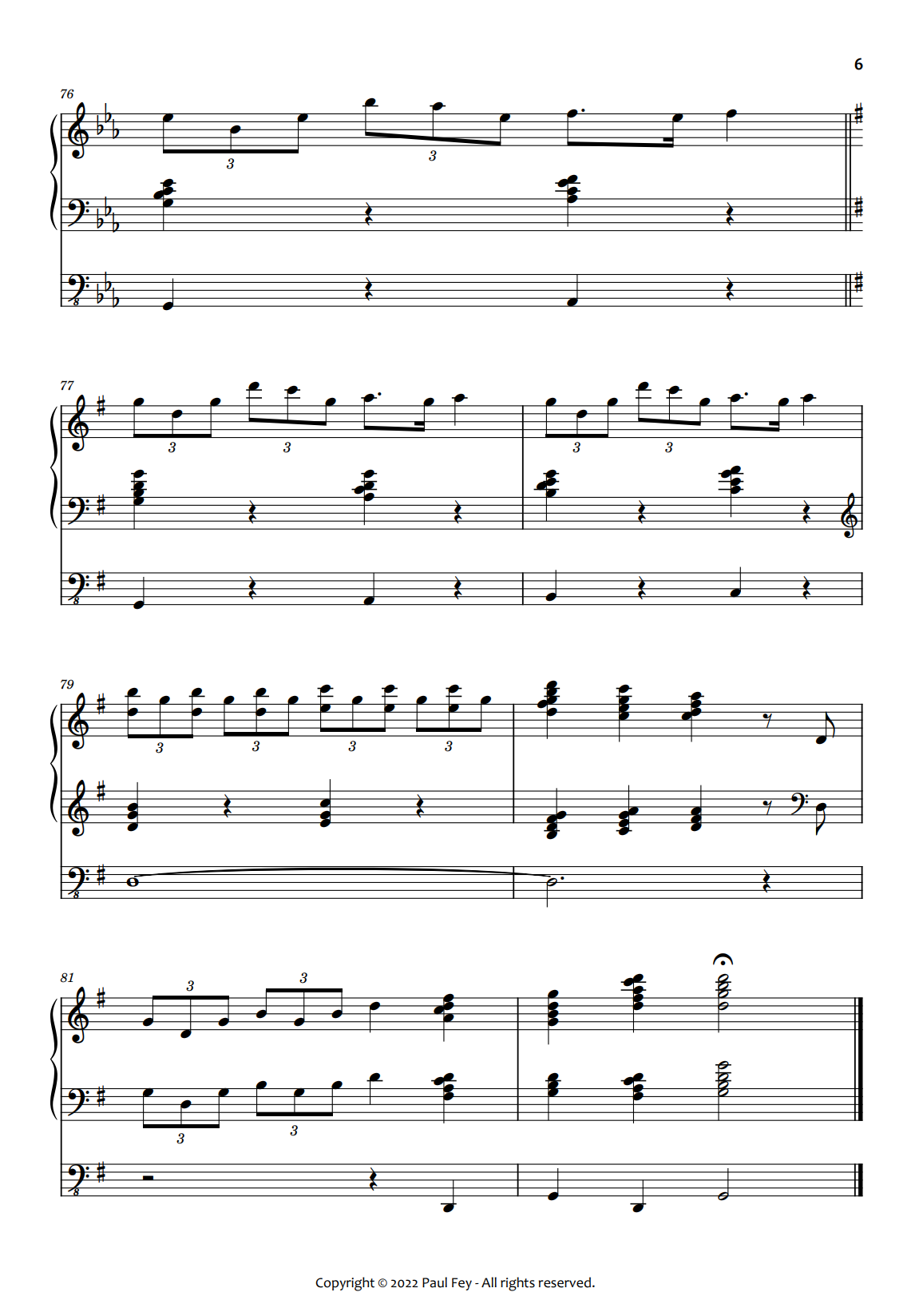 Organ Music Sheet by Paul Fey Organist