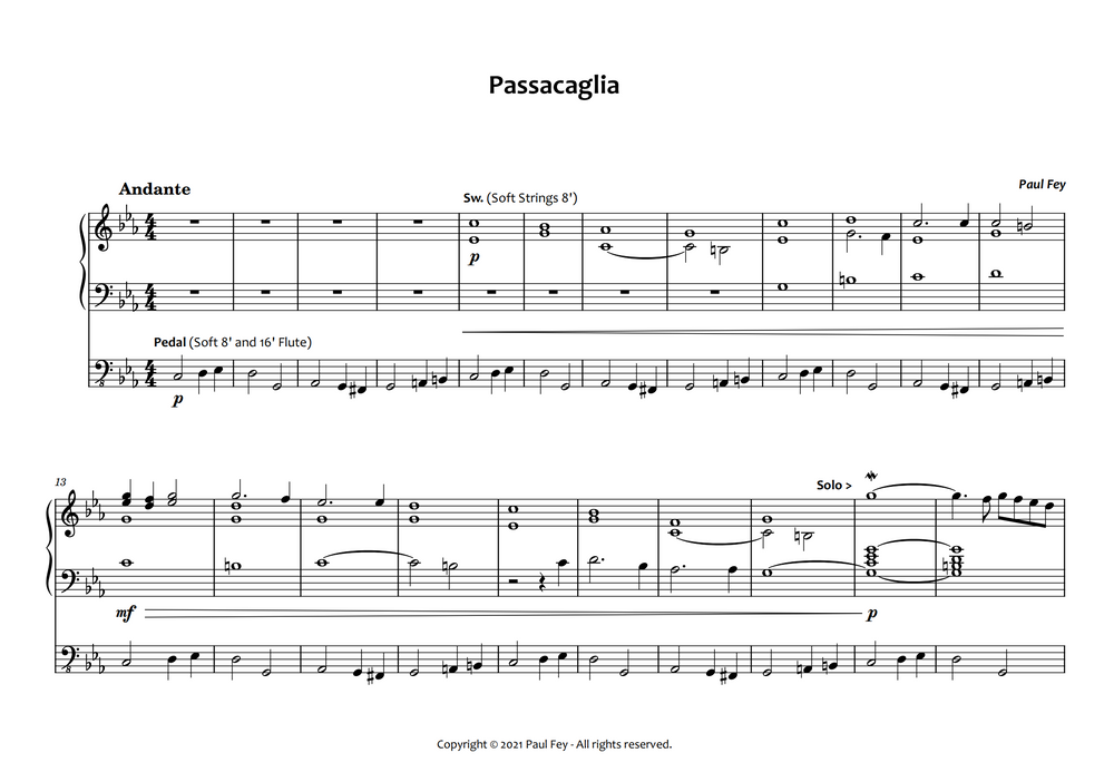 Passacaglia in c-Minor (Sheet Music) - Music for Organ