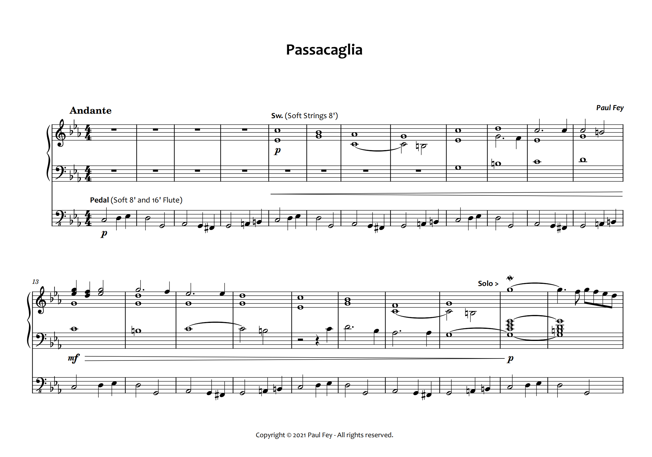 Passacaglia in c-Minor (Sheet Music) - Music for Organ