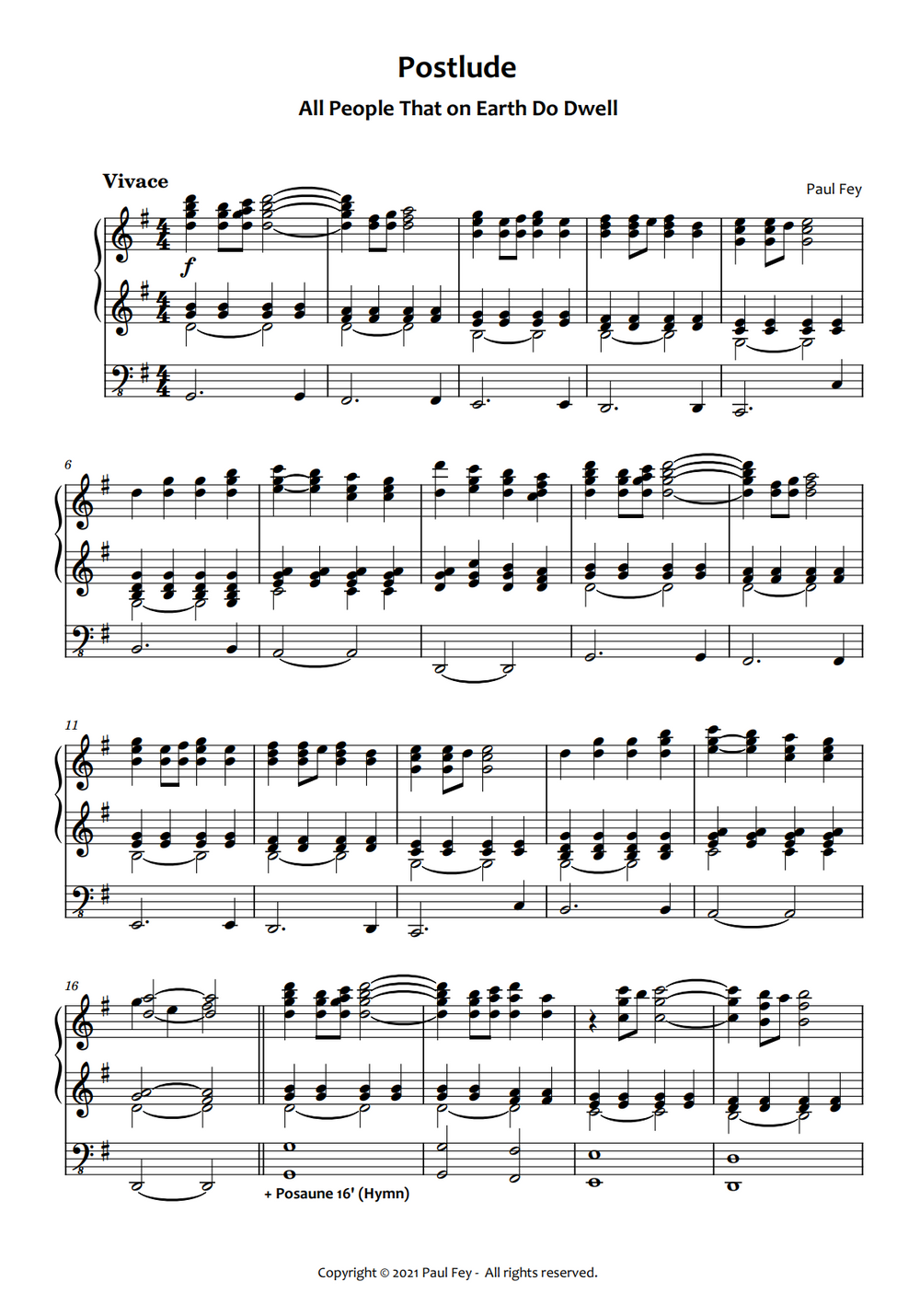 Festive Collection for Organ (Sheet Music) | Paul Fey Organist – Paul ...