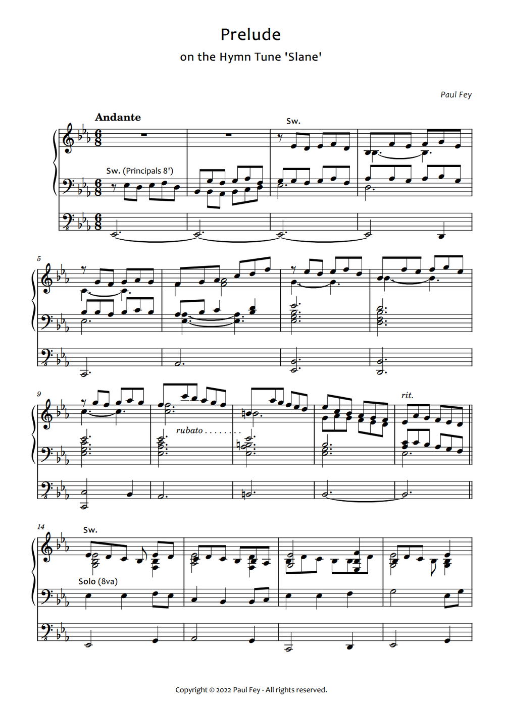 Prelude on "Slane" for Organ (Sheet Music) - Music for Organ