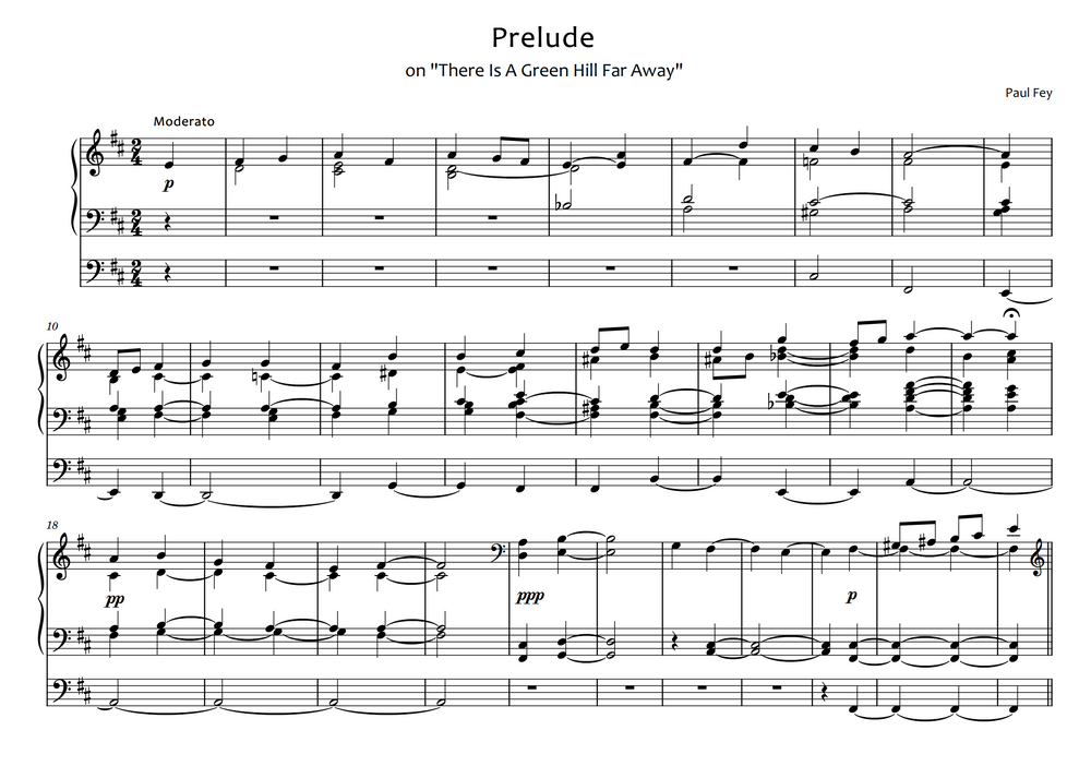 Prelude on "There Is A Green Hill Far Away" (Sheet Music) - Music for Organ Pipe Organ by Paul Fey