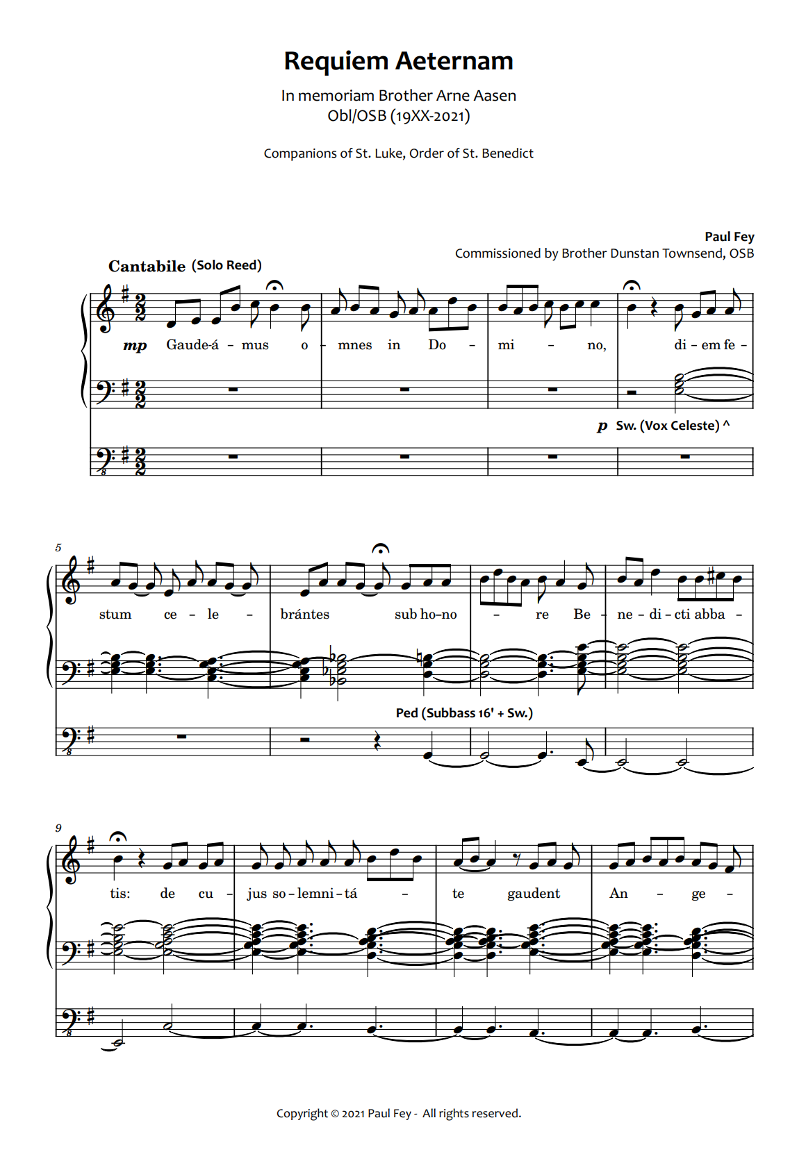 "Requiem Aeternam" for Organ (Sheet Music) - Music for Pipe Organ by Paul Fey