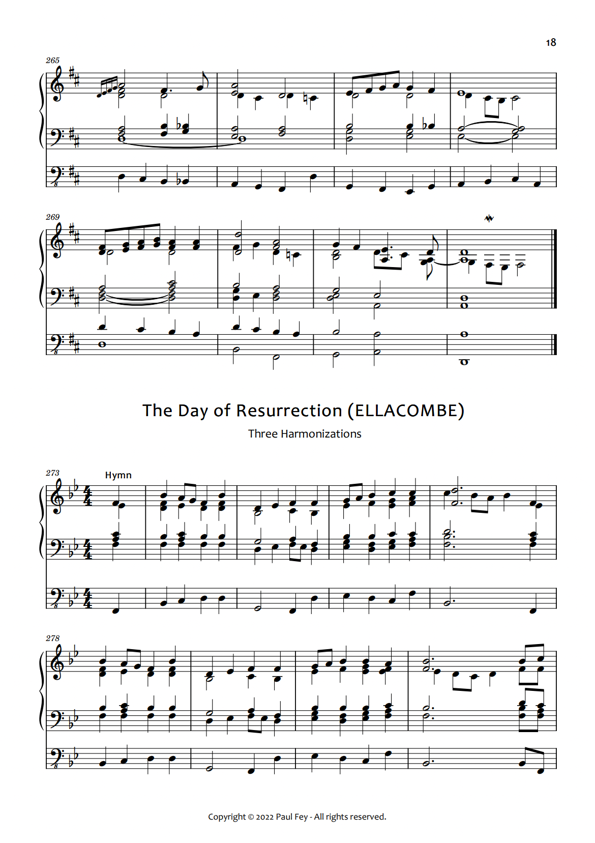 The Day of Resurrection (Ellacombe) Music Sheet Pipe Organ by Paul Fey