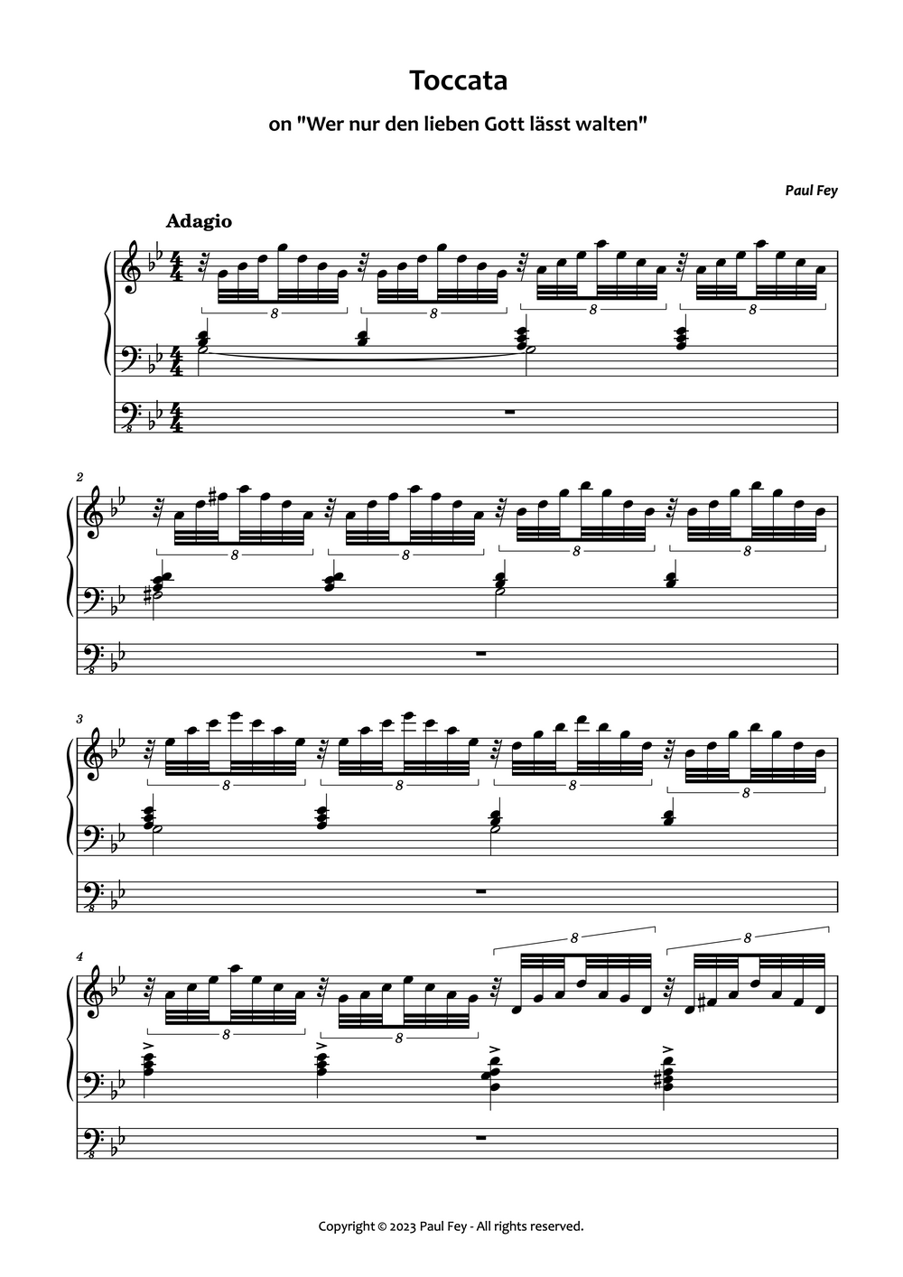 Toccata on "Wer nur den lieben Gott lässt walten" (Sheet Music) - Music for Organ by paul fey organist