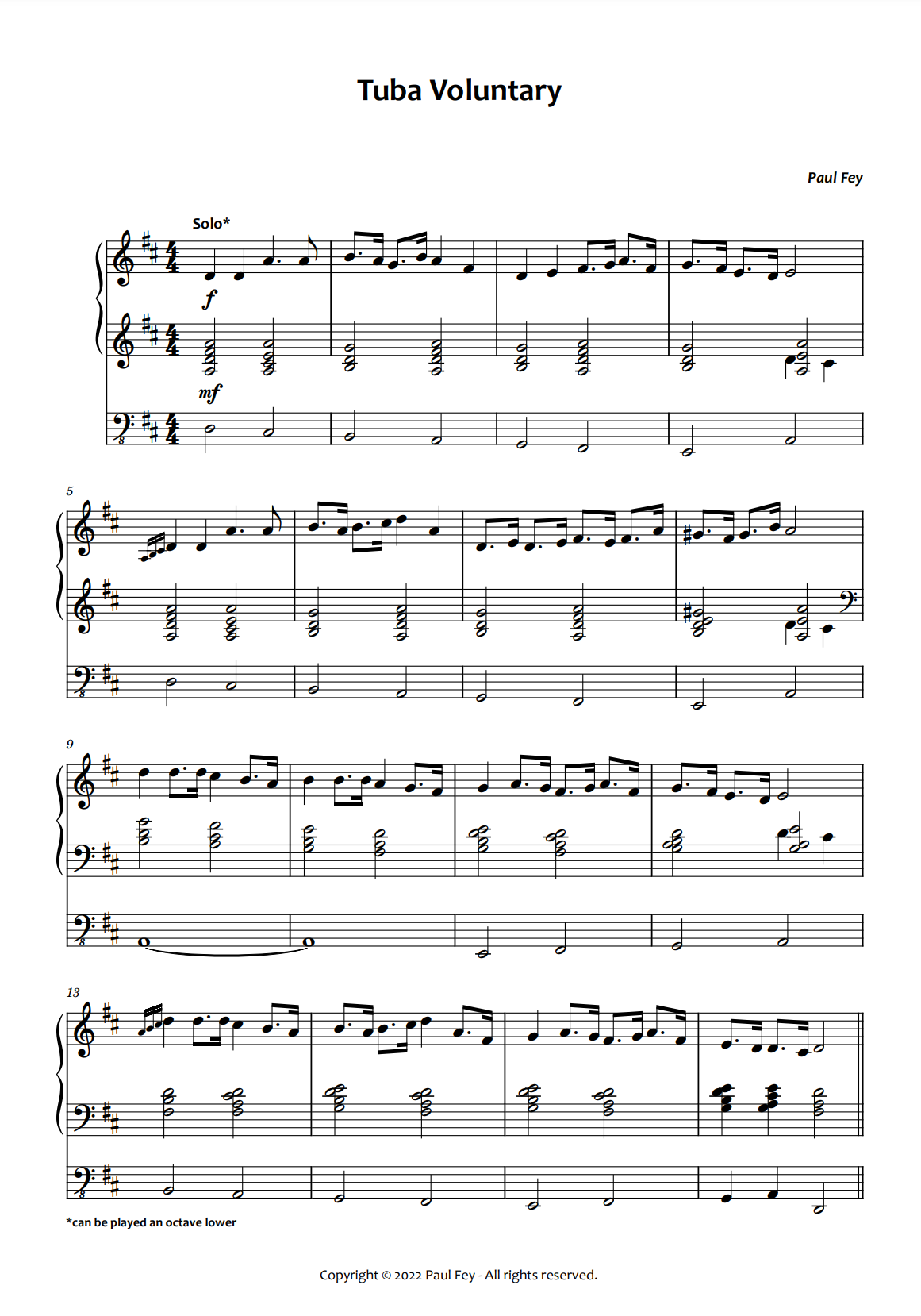 Tuba voluntary (Sheet Music) - Music for Organ by Paul Fey